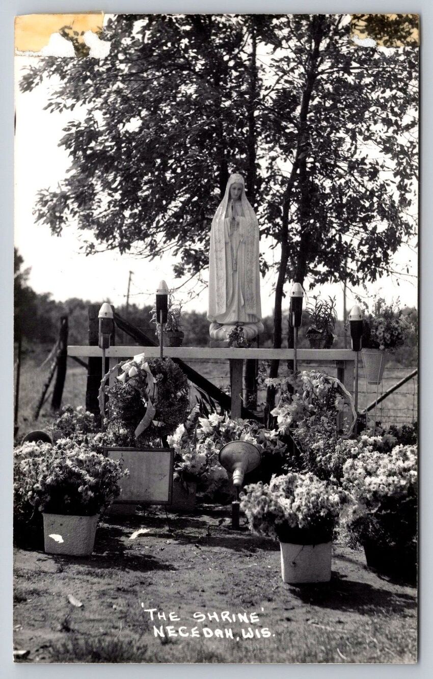 1950 The Shrine Necedah Wisconsin WI RPPC Real Photo Postcard Vintage Marian